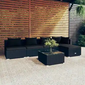 ManoMano 6-tlg. Garten-Lounge-Set Gartenmöbel-Set Terrassen-Sitzgruppe mit Kissen Poly Rattan Schwarz ZDEH36883 MaisonChic Angebot