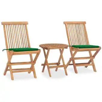 ManoMano 3-tlg. Garten-Essgruppe, Gartenmöbel, Sitzgruppe Gartenset mit Kissen Klappbar Massivholz Teak LLOAQ730338 Maisonchic Angebot