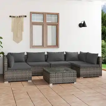 ManoMano 7-tlg. Garten-Lounge-Set Gartenmöbel-Set Terrassen-Sitzgruppe mit Kissen Poly Rattan Grau ZDEH36762 MaisonChic Angebot