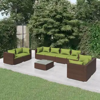 ManoMano 9-tlg. Sitzgruppe Gartenmöbel Set - Garten-Lounge-Set mit Kissen Poly Rattan Braun BV989177 Bonnevie Angebot