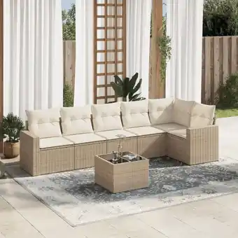 ManoMano 7-tlg. Garten-Sofagarnitur mit Kissen Beige Poly Rattan vidaXL600127 Angebot