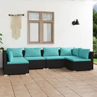 ManoMano 6-tlg. Sitzgruppe Gartenmöbel Set - Balkonmöbel Set mit Kissen Poly Rattan Schwarz BV610304 Bonnevie Angebot