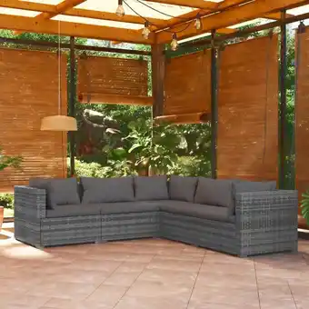 ManoMano 5-tlg. Garten-Lounge-Set Gartenmöbel-Set Terrassen-Sitzgruppe mit Kissen Poly Rattan Grau ZDEH61677 Maisonchic Angebot