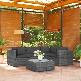 ManoMano 5-tlg. Garten-Lounge-Set Gartenmöbel-Set Terrassen-Sitzgruppe mit Kissen Poly Rattan Grau ZDEH29980 Maisonchic Angebot