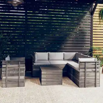 ManoMano Maisonchic - 7-tlg. Garten-Sofagarnitur aus Paletten, Gartenmöbel-Set, Sitzgruppe Gartenset mit Kissen Kiefernholz LLOAQ73150 Angebot