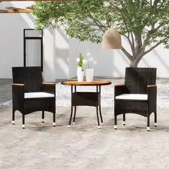 ManoMano 3-tlg. Garten-Essgruppe, Gartenmöbel, Sitzgruppe Gartenset Poly Rattan Schwarz LLOAQ526068 Maisonchic Angebot