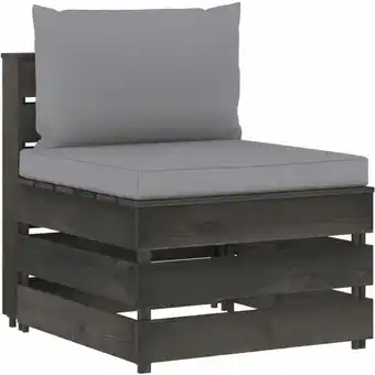 ManoMano Modulares Mittelsofa Gartensofa Loungesofa mit Kissen Grau Imprägniertes Holz DE68139 Angebot