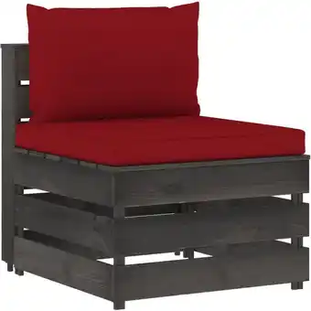 ManoMano Modulares Mittelsofa Gartensofa Loungesofa mit Kissen Grau Imprägniertes Holz DE32200 Angebot