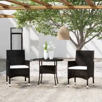 ManoMano 3-tlg. Garten-Essgruppe Gartenmöbel Set Terrassen/Balkon/Outdoor-Essgruppe Poly Rattan Schwarz ETHJ796701 Maisonchic Angebot