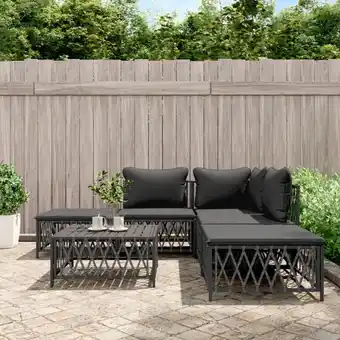 ManoMano 6-tlg. Garten-Lounge-Set Gartenmöbel-Set Terrassen-Sitzgruppe mit Kissen Anthrazit Stahl ZDEH36800 Maisonchic Angebot