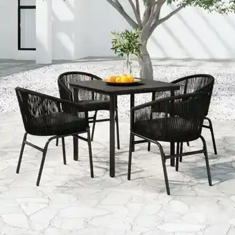 ManoMano 5-tlg. Gartenmöbel Set Sitzgruppe Garten mit Tisch und Stühlen - Schwarz BV512461 Bonnevie Angebot