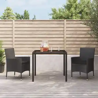 ManoMano 3-tlg. Garten-Essgruppe Gartenmöbel Set Terrassen/Balkon/Outdoor-Essgruppe mit Kissen Schwarz Poly Rattan ETHJ134185 Maisonch Angebot