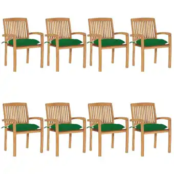 ManoMano 8er Set Gartenstühle Stapelbare mit Kissen Gartensessel - Balkonstühle Massivholz Teak BV846663 Bonnevie Angebot