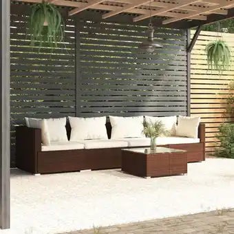 ManoMano 5-tlg. Garten-Lounge-Set, Gartenmöbel, Sitzgruppe Gartenset mit Kissen Poly Rattan Braun LLOAQ814956 Maisonchic Angebot