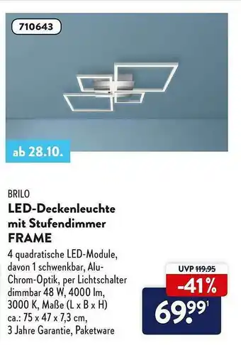 Aldi Nord Brilo Led-deckenleuchte Mit Stufendimmer Frame Angebot