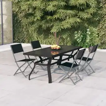 ManoMano 5-tlg. Garten-Essgruppe Gartenmöbel Set Sitzgruppe Grau und Schwarz DE43785 Angebot