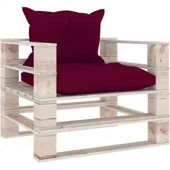 ManoMano Garten-Palettensofa Gartensofa Gartenmöbel - Gartenbank mit Weinroten Kissen Kiefernholz BV690706 - BonneVie Angebot