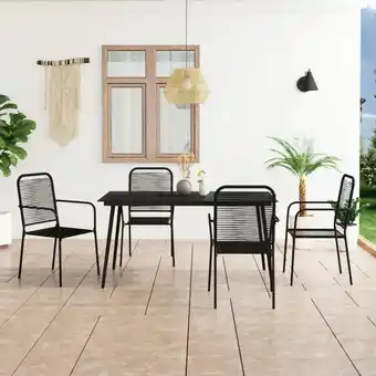 ManoMano 5-tlg. Garten-Essgruppe,Gartenmöbel Set Baumwollseil und Stahl Schwarz vidaXL Angebot