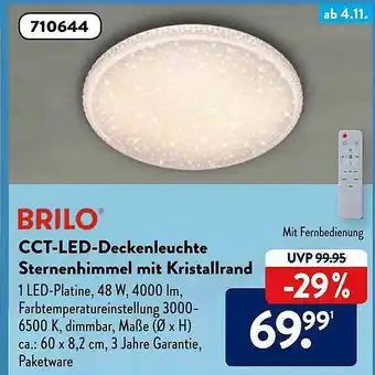 Aldi Süd Brilo Cct-led-deckenleuchte Sternenhimmel Mit Kristallrand Angebot