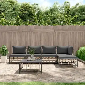 ManoMano 6-tlg. Garten-Lounge-Set,Gartenmöbel-Set mit Kissen Anthrazit Poly Rattan vidaXL Angebot