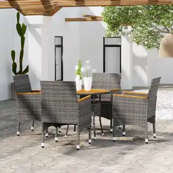 ManoMano 5-tlg. Garten-Essgruppe Gartenmöbel Set Terrassen/Balkon/Outdoor-Essgruppe Poly Rattan Grau ETHJ977951 Maisonchic Angebot