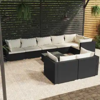 ManoMano 9-tlg. Garten-Lounge-Set mit Kissen Schwarz Poly Rattan vidaXL82453 Angebot