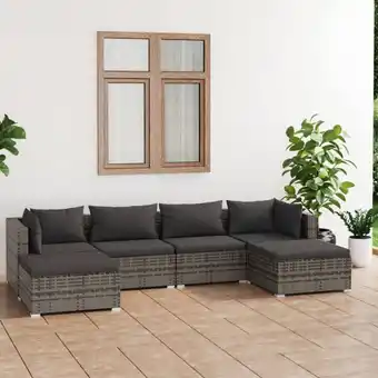 ManoMano 6-tlg. Garten-Lounge-Set, Gartenmöbel, Sitzgruppe Gartenset mit Kissen Poly Rattan Grau LLOAQ324187 MaisonChic Angebot