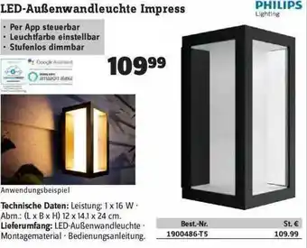 Conrad Philips Led Außenwandleuchte Impress Angebot