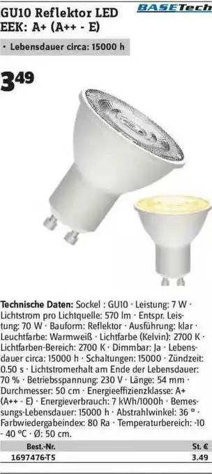 Conrad Basetech Gu10 Reflektor Led Angebot