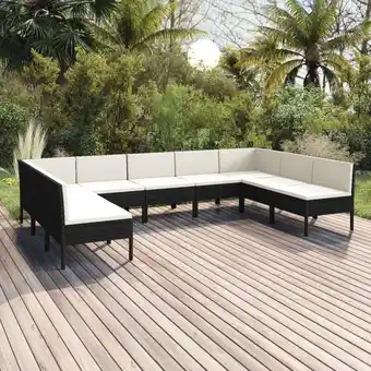 ManoMano 9-tlg. Garten-Lounge-Set Gartenmöbel-Set Terrassen-Sitzgruppe mit Auflagen Poly Rattan Schwarz ZDEH24706 MaisonChic Angebot