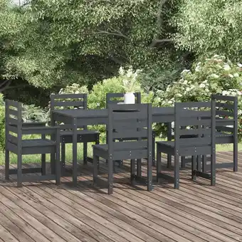 ManoMano 7-tlg. Garten-Essgruppe Gartenmöbel Set Terrassen/Balkon/Outdoor-Essgruppe Grau Massivholz Kiefer ETHJ380213 Maisonchic Angebot