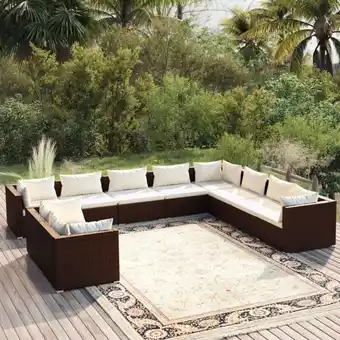 ManoMano 10-tlg. Garten-Lounge-Set Gartenmöbel-Set Terrassen-Sitzgruppe mit Kissen Braun Poly Rattan ZDEH30764 Maisonchic Angebot