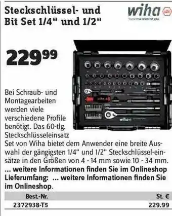 Conrad Wiha Steckschlüssel- Und Bit Set ¼ Angebot