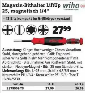 Conrad Wiha Magazin-bithalter Liftup 25, Magnetisch ¼ Angebot