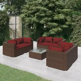 ManoMano Maisonchic - 7-tlg. Garten-Lounge-Set Gartenmöbel-Set Terrassen-Sitzgruppe mit Kissen Poly Rattan Braun ZDEH55540 Angebot