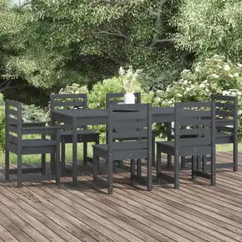 ManoMano 7-tlg. Garten-Essgruppe, Gartenmöbel, Sitzgruppe Gartenset Grau Massivholz Kiefer LLOAQ700116 Maisonchic Angebot