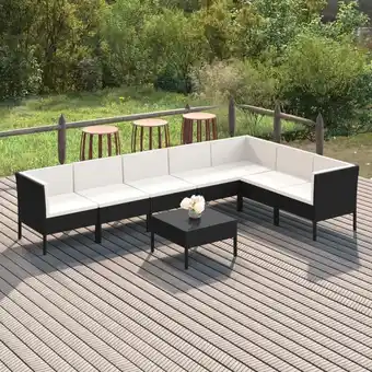 ManoMano 8-tlg. Sitzgruppe Gartenmöbel Set - Garten-Lounge-Set mit Auflagen Poly Rattan Schwarz BV684123 Bonnevie Angebot