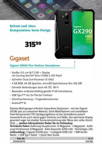 Conrad Gigaset Gx290 Plus Outdoor Smartphone Angebot