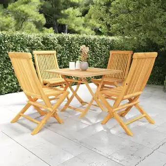 ManoMano 5-tlg. Garten-Essgruppe Gartenmöbel Set Terrassen/Balkon/Outdoor-Essgruppe Massivholz Teak ETHJ963165 Maisonchic Angebot