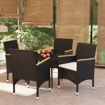 ManoMano 5-tlg. Garten-Essgruppe Gartenmöbel Set Terrassen/Balkon/Outdoor-Essgruppe mit Kissen Schwarz ETHJ257975 Maisonchic Angebot