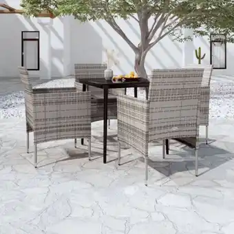 ManoMano 5-tlg. Garten-Essgruppe Gartenmöbel Set Terrassen/Balkon/Outdoor-Essgruppe mit Kissen Grau und Schwarz ETHJ718707 MaisonChic Angebot