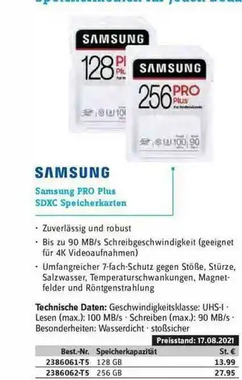 Conrad Samsung Pro Plus Sdxc Speicherkarten Angebot