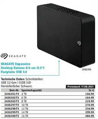 Conrad Seagate Expansion Desktop Externe 3.5 Angebot