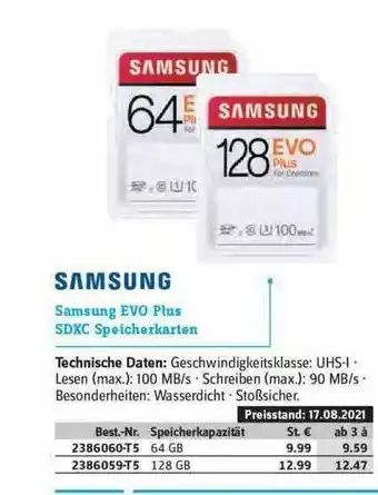 Conrad Samsung Evo Plus SDXC Speicherkarten Angebot