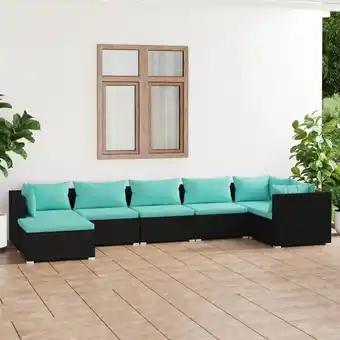 ManoMano 7-tlg. Garten-Lounge-Set Gartenmöbel-Set Terrassen-Sitzgruppe mit Kissen Poly Rattan Schwarz ZDEH75699 Maisonchic Angebot