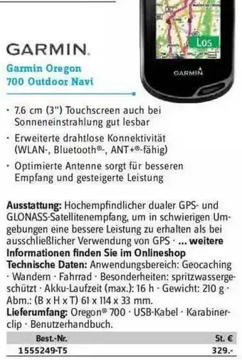 Conrad Garmin Oregon 700 Outdoor Navi Angebot