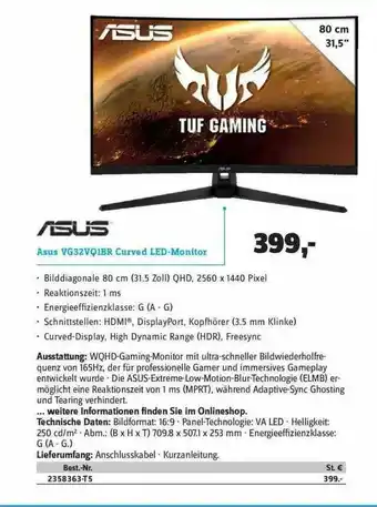 Conrad Asus Vg32vq1br Curved Led-monitor Angebot