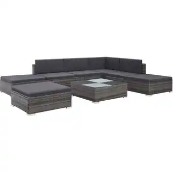 ManoMano 8-tlg. Sitzgruppe Gartenmöbel Set - Garten-Lounge-Set mit Auflagen Poly Rattan Grau BV776724 Bonnevie Angebot