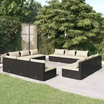 ManoMano 12-tlg. Garten-Lounge-Set,Gartenmöbel-Set mit Kissen Poly Rattan Schwarz vidaXL Angebot