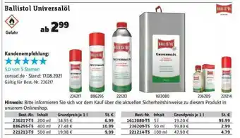 Conrad Ballistol Universalöl Angebot